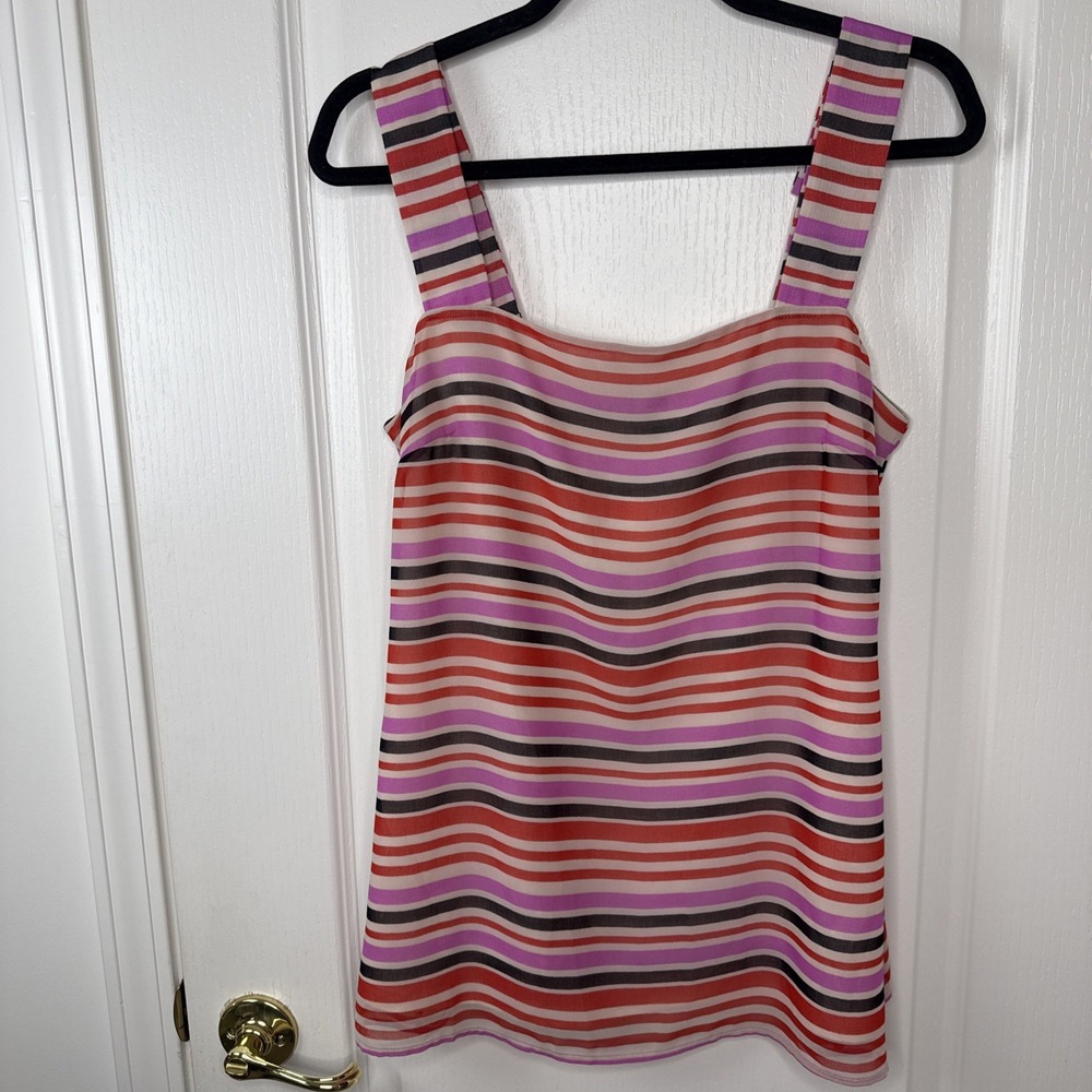NWT CAbi Womens Small Multicolor Striped Sleeveless Tank Top Fall 2017